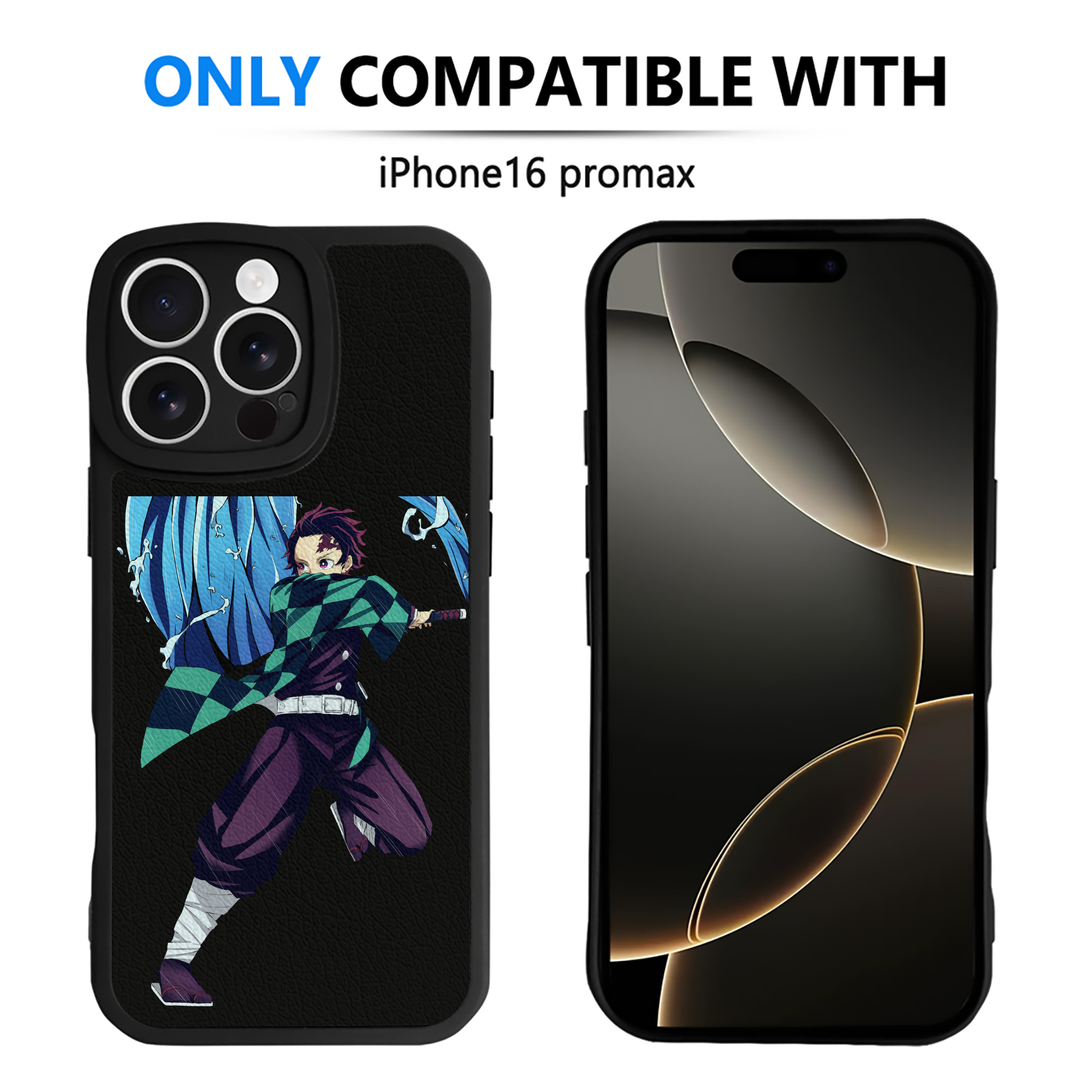 （画像用） 鬼滅の刃 竈門 炭治郎／かまど たんじろう Kamado Tanjirou 【iPhone 16シリーズ対応】シリコンスマホケース（レザー調） 材質：シリコン